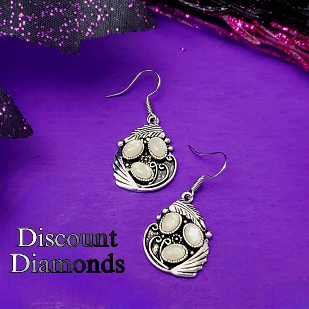 Turquoise Hook Earrings - Women's Diamond Dangle Earrings on 925 Silver